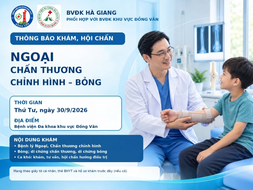 📢 THÔNG BÁO KHÁM SÀNG LỌC CÁC BỆNH LÝ CHẤN THƯƠNG CHỈNH HÌNH-BỎNG TẠI BVĐK KHU VỰC ĐỒNG VĂN.